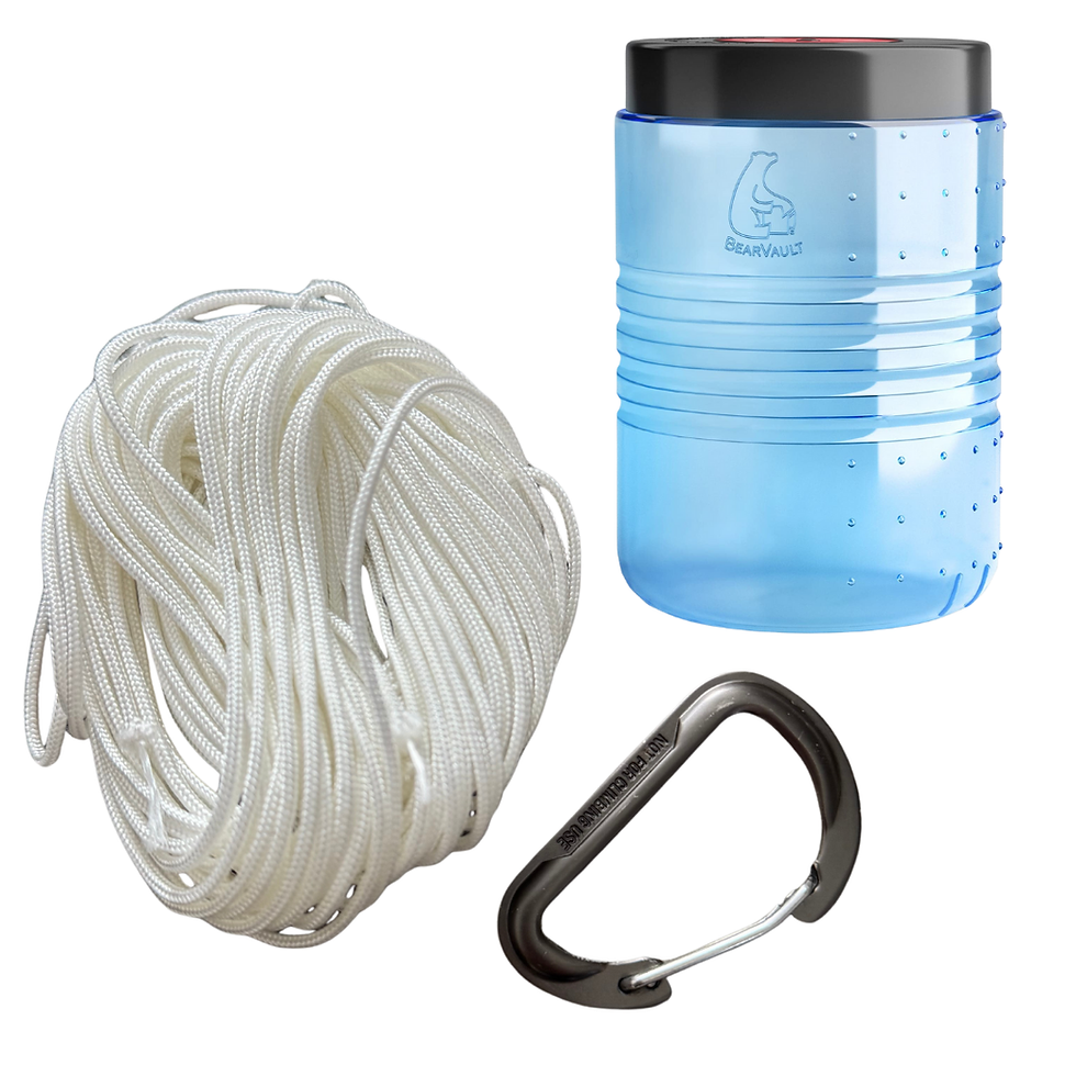 Bear canister and bear hang for wilderness backpacking