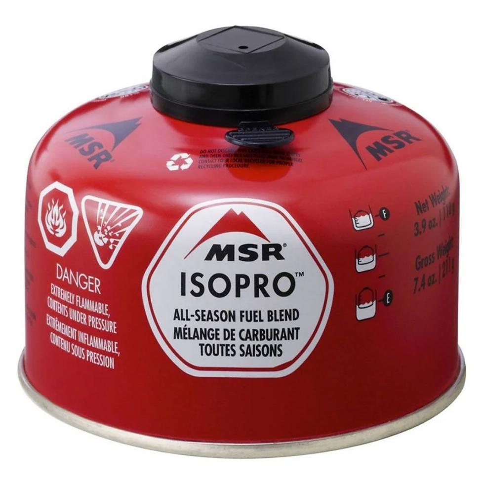 Gas canister for hiking cooking kit