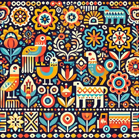 DALL·E 2024-10-07 18.32.37 - A vibrant folk art-inspired design featuring bold, bright col