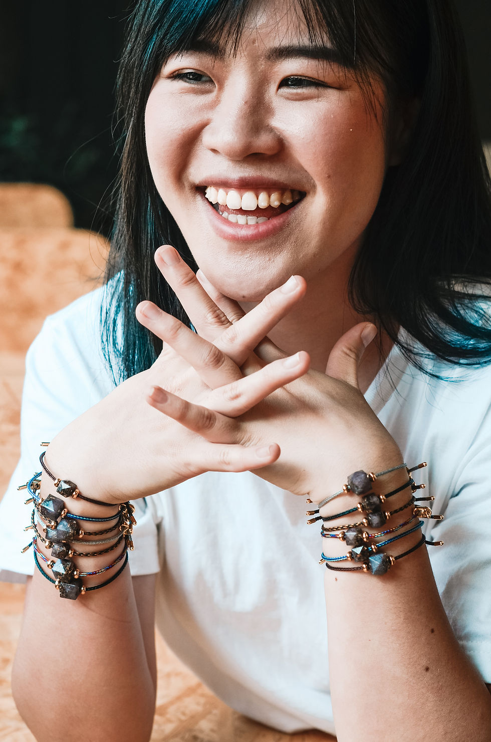 Thumbnail: Colorful Sustainable Friendship Bracelets with Purple Small Cube Bead Upcycled from Eggplant Peels