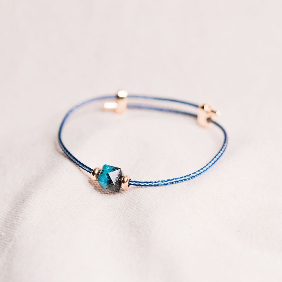 Thumbnail: Colorful Sustainable Friendship Bracelet with Blue Small Cube Bead Upcycled from Butterfly Peas