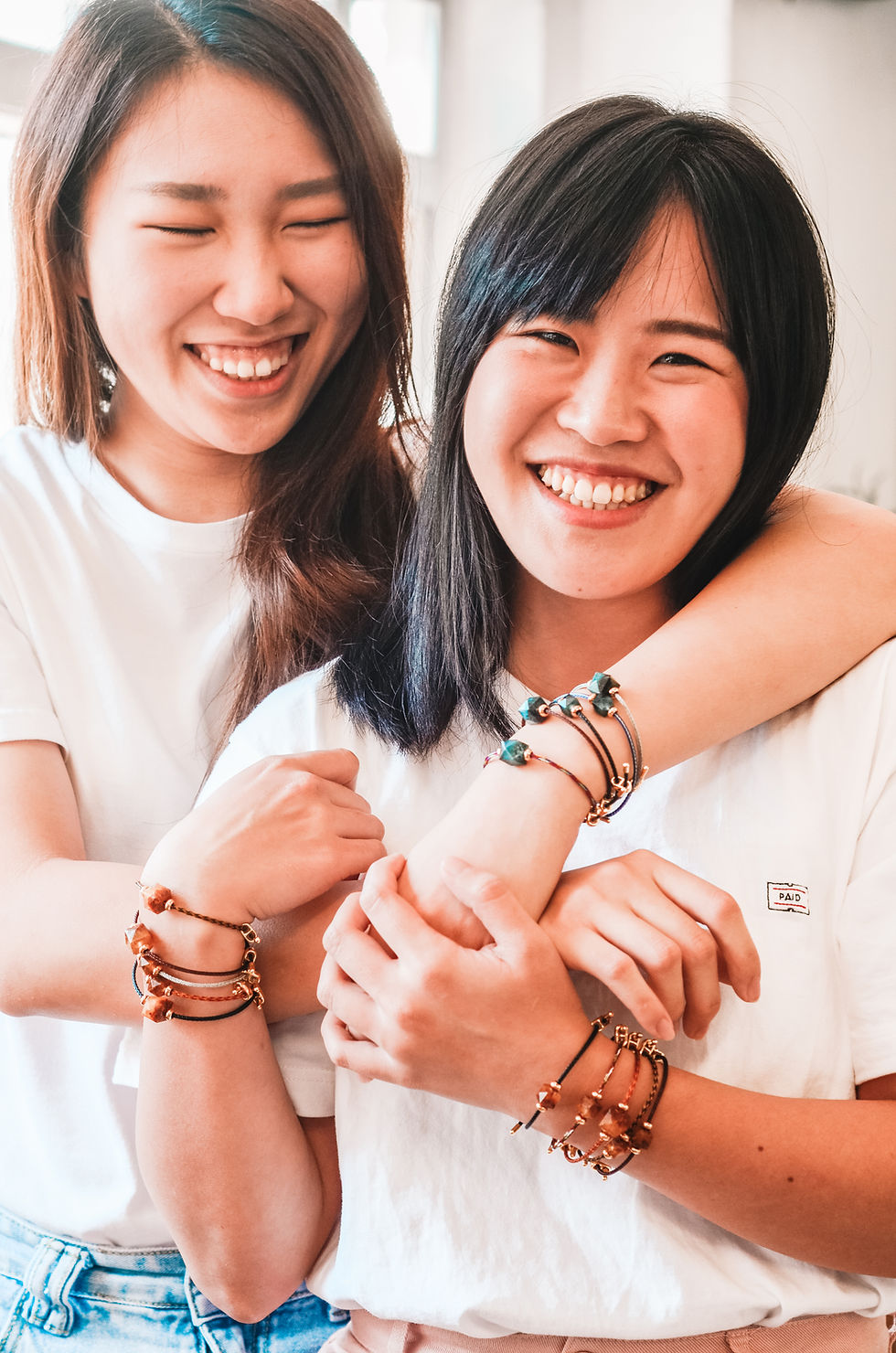 Thumbnail: Colorful Sustainable Friendship Bracelet with Blue Small Cube Bead Upcycled from Butterfly Peas