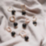 Gold Hoop Sustainable Earrings with Black Round Beads Upcycled from Coffee Grounds