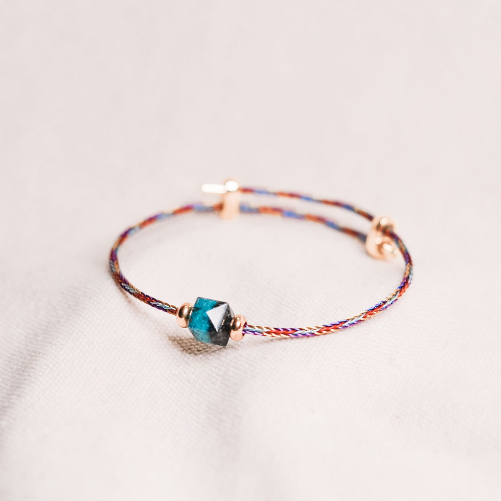 Thumbnail: Colorful Sustainable Friendship Bracelet with Blue Small Cube Bead Upcycled from Butterfly Peas