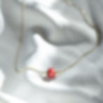Gold Sustainable Necklace with Red Small Cube Bead Upcycled from Dragon Fruit Peels