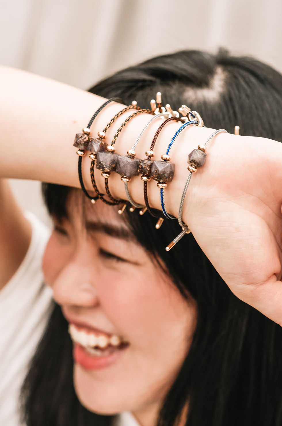 Thumbnail: Colorful Sustainable Friendship Bracelets with Purple Small Cube Bead Upcycled from Eggplant Peels