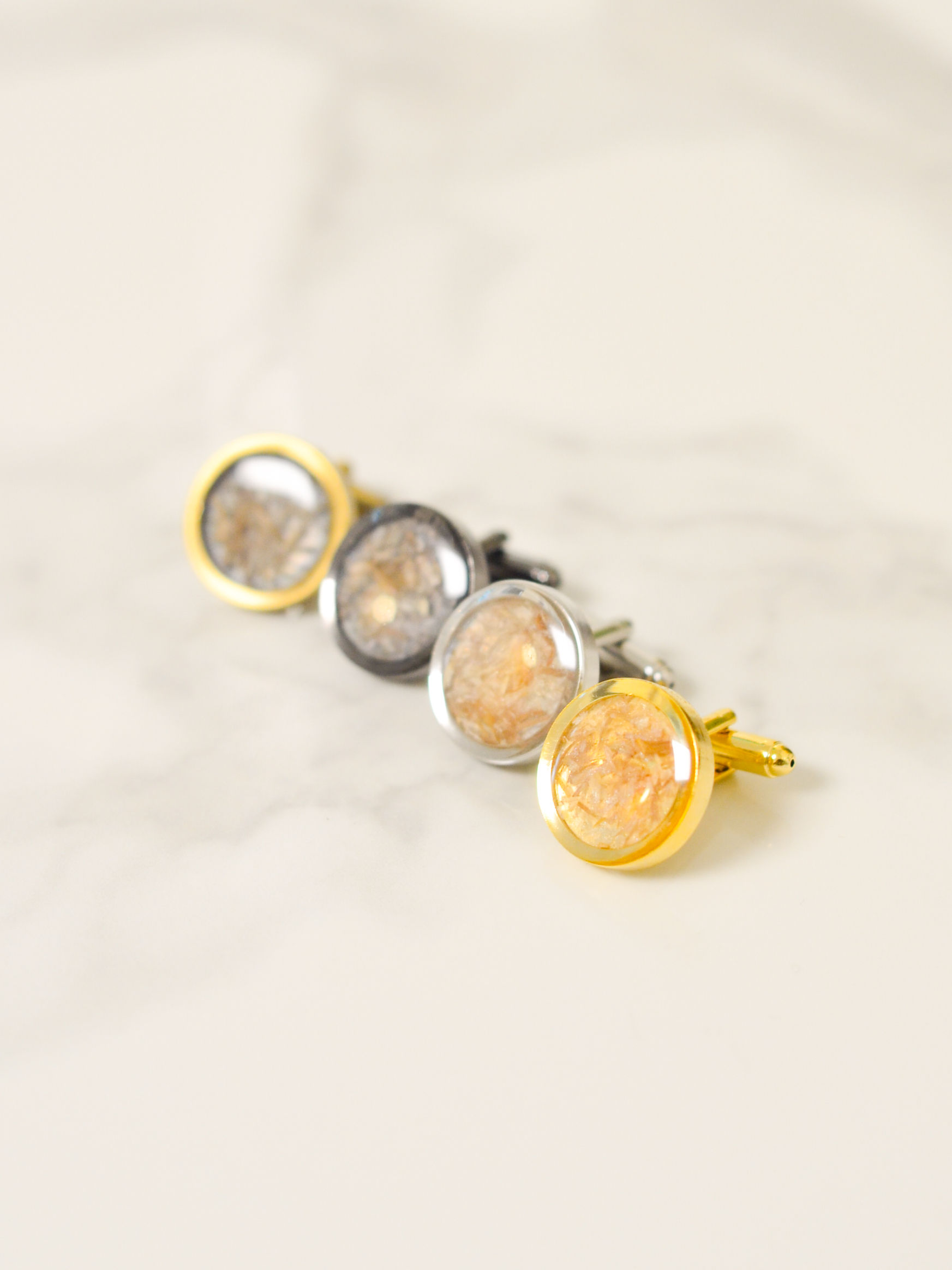 Sustainable Light Pink Cufflinks upcycled from garlic peels