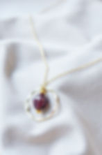 Sustainable Gold Textured Gold Necklace with Purple Bead Upcycled from Red Onion Peels