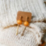 Gold Bar Dangle Stud Sustainable Earrings with Orange Round Beads Upcycled from Orange Peels