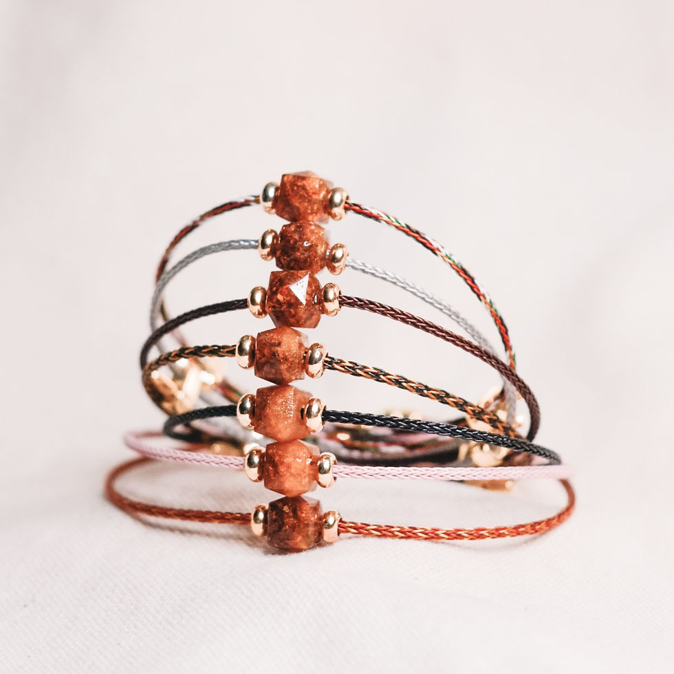 縮圖：Colorful Sustainable Friendship Bracelet with Orange Small Cube Bead Upcycled from Carrot Peels
