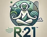 DALL·E 2025-01-16 11.06.27 - A creative logo design featuring the text 'R21' and a meditat