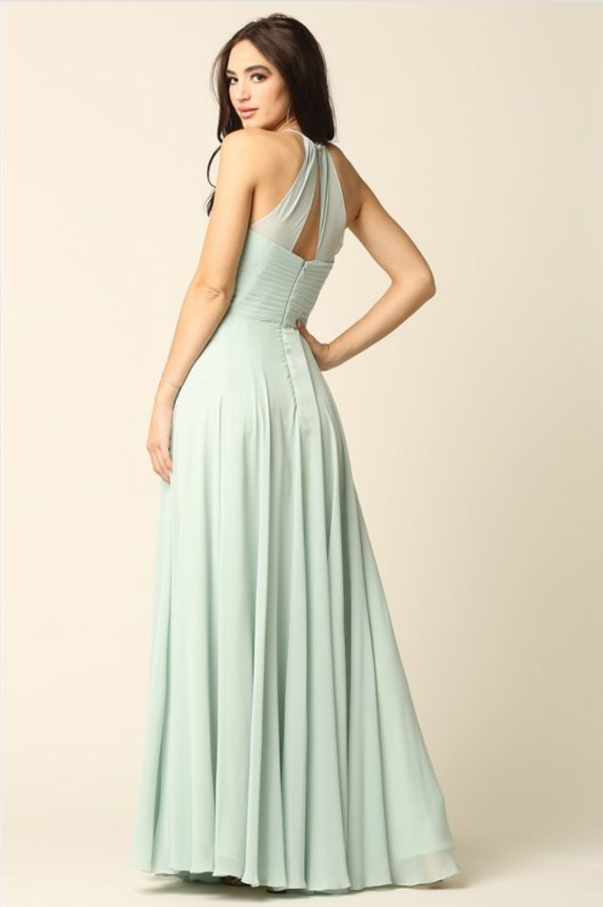 Thumbnail: Ruched Bodice Faux Halter Dress