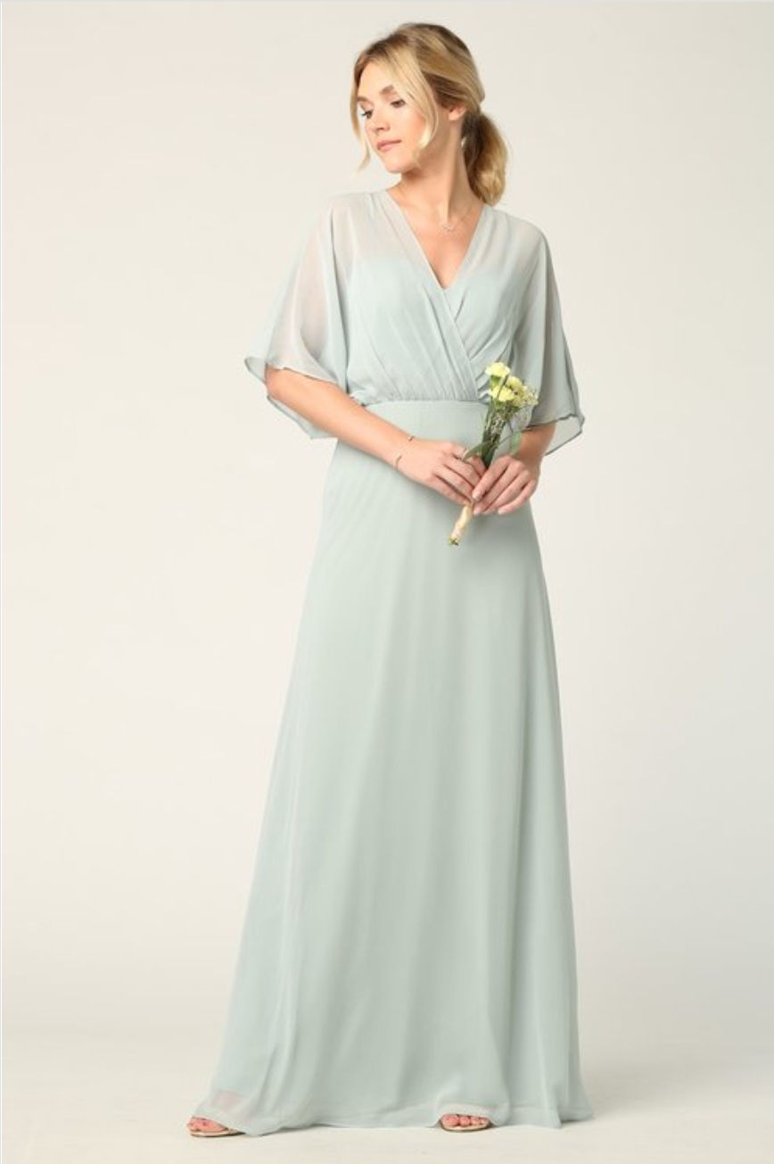 Thumbnail: Draped Sleeve Plunge Back Dress