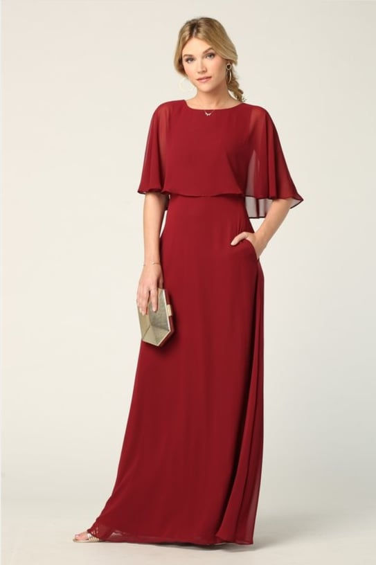 Thumbnail: Solid Cape Overlay A Line Dress