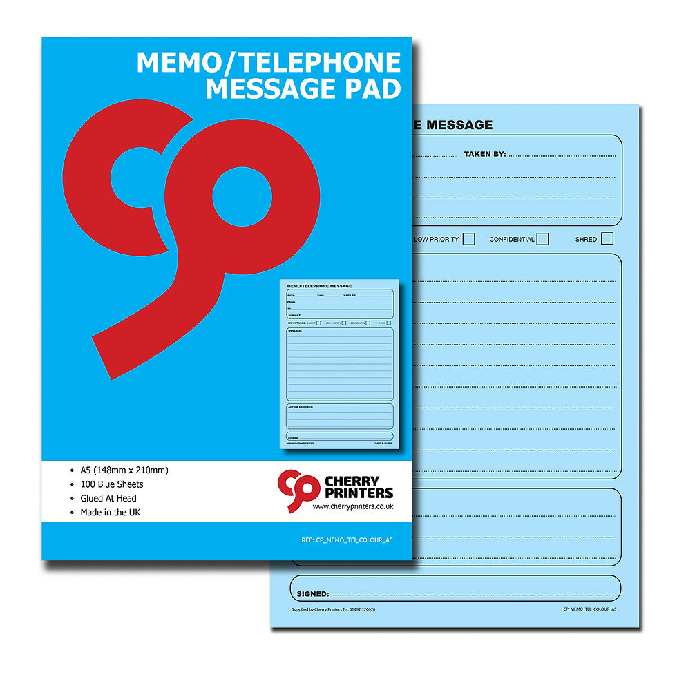 Thumbnail: Cherry Printers Blue Memo Book / Telephone Message Pad A5 100pages 80gsm