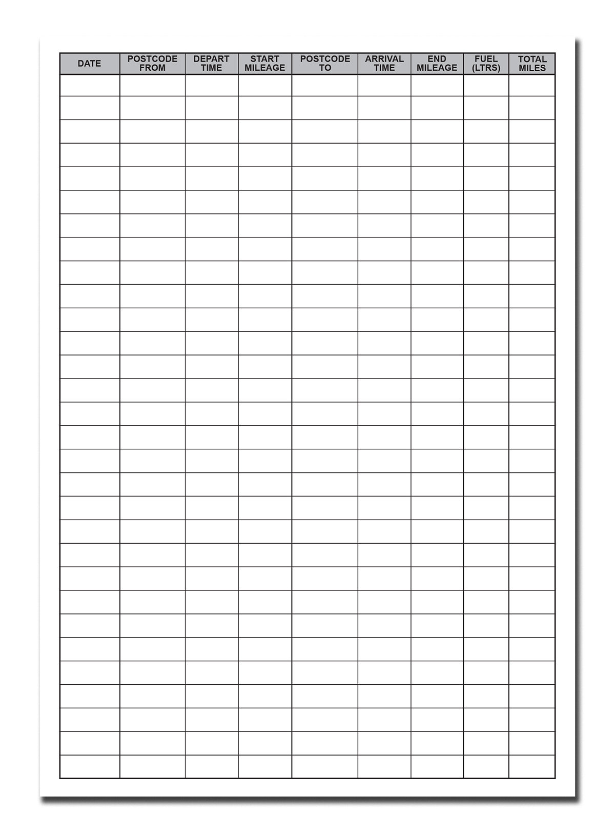 Vehicle Mileage Record Log Book A5 16pages Cherry Printers