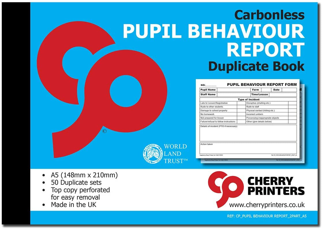 NCR Pupil Behaviour Report Book A5 Duplicate