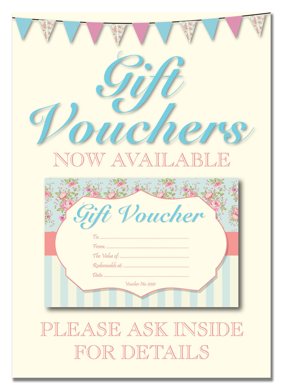 Thumbnail: Cherry Printers Shabby Chic/Floral Gift Voucher Book Poster