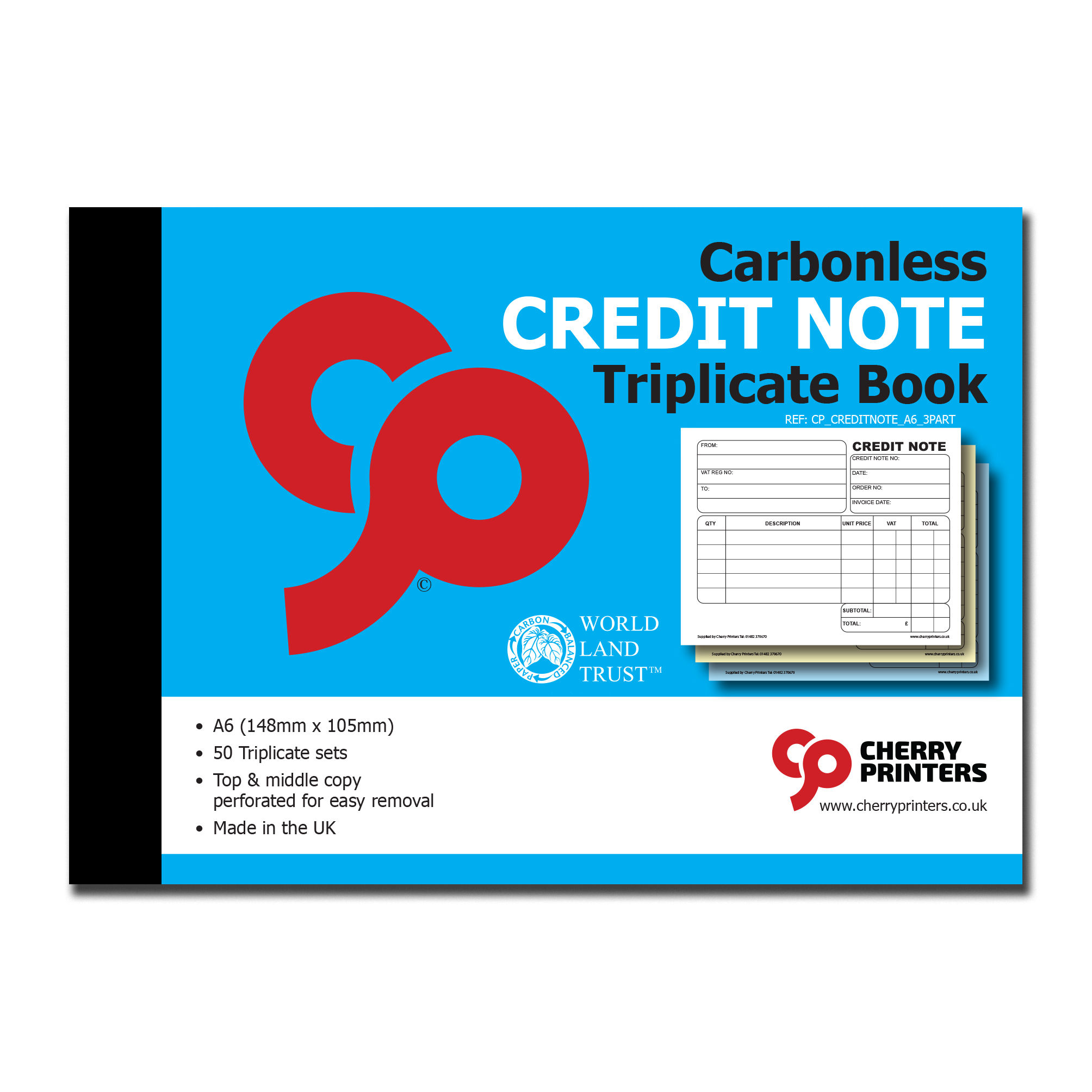 NCR Credit Note Triplicate Book A6