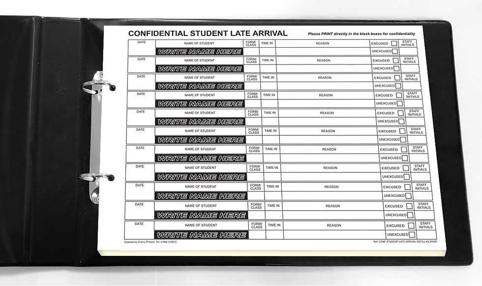Thumbnail: NCR Confidential Student Late Arrival Ring Binder with 50 A4 Duplicate