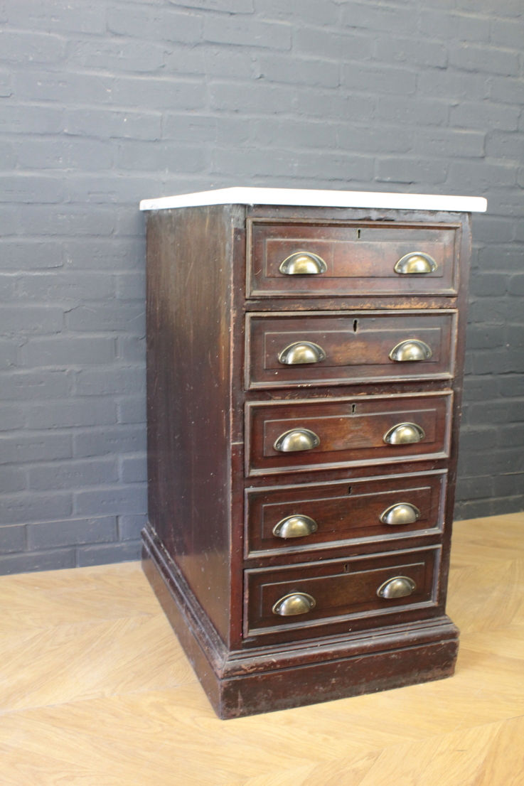 Thumbnail: Marble Top Chest of 5 Drawers