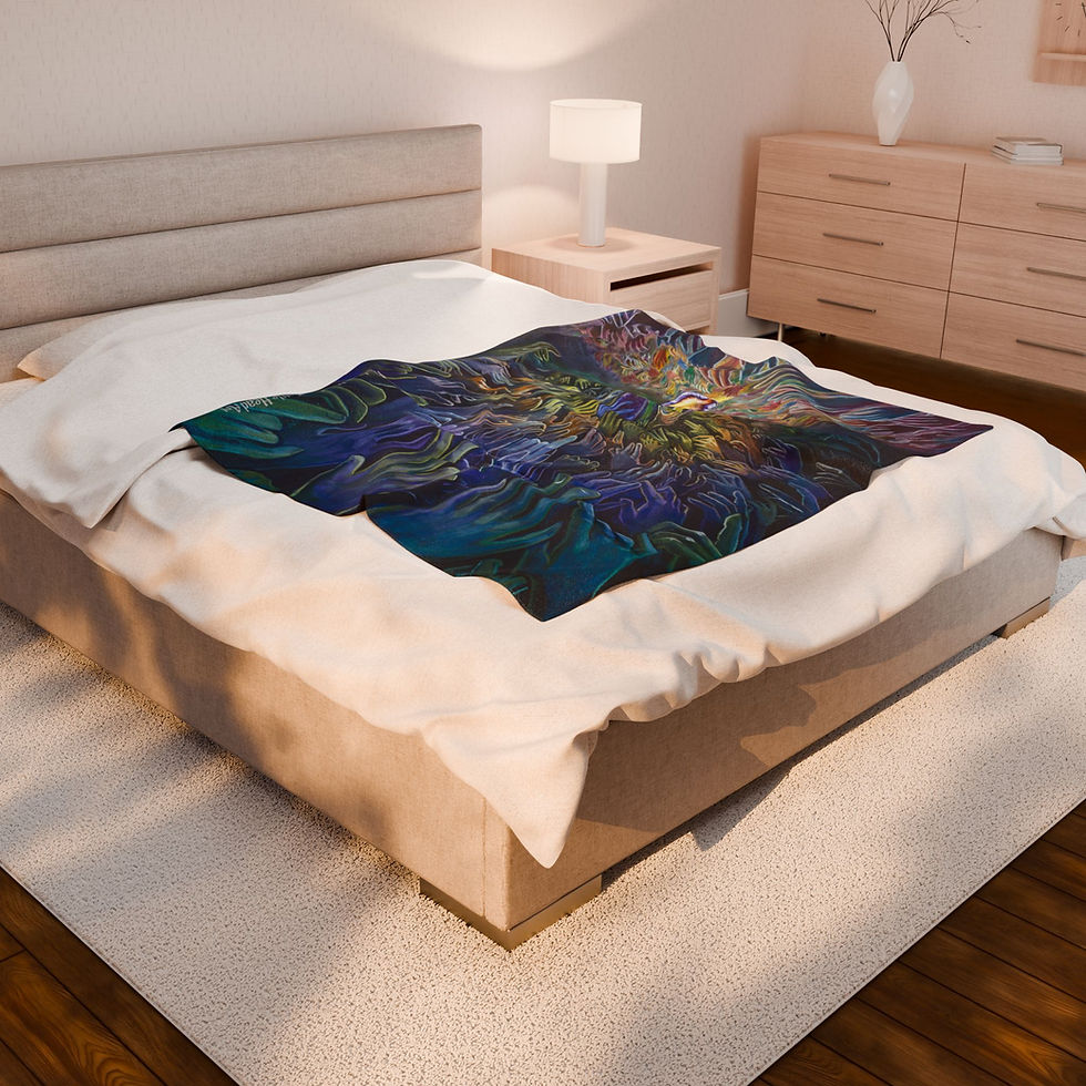 Thumbnail: Hands on Hands - Velveteen Blanket -Art Throw for Meditation & Cozy Home Decor