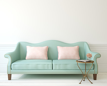 mint green sofa on website of Sherri Anne Green, Washington DC Realtors