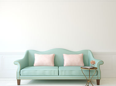 Sofa-Setup in Pastellfarben