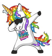 nsk dabbing unicorn themed party logo