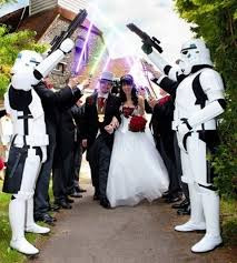 a star wars themed wedding with star troopers and lightsabers used for a slightly unusual blog