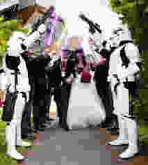 a star wars themed wedding with star troopers and lightsabers used for a slightly unusual blog
