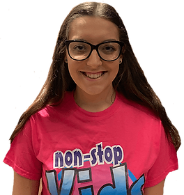 Girls kids entertainer smiling for the camera wearing a pink non stop kids top