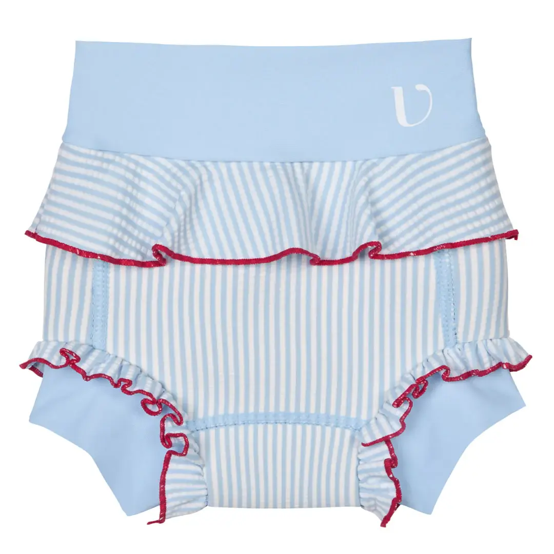 Vanilla Copenhagen - Diaper Swim Pants (Neoprene) - Blue Frill with Red Trimming