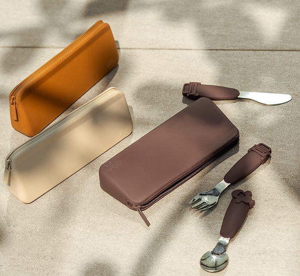 Thumbnail: CITRON - Silicone Cutlery Set with Pouch - Ballerina Swans