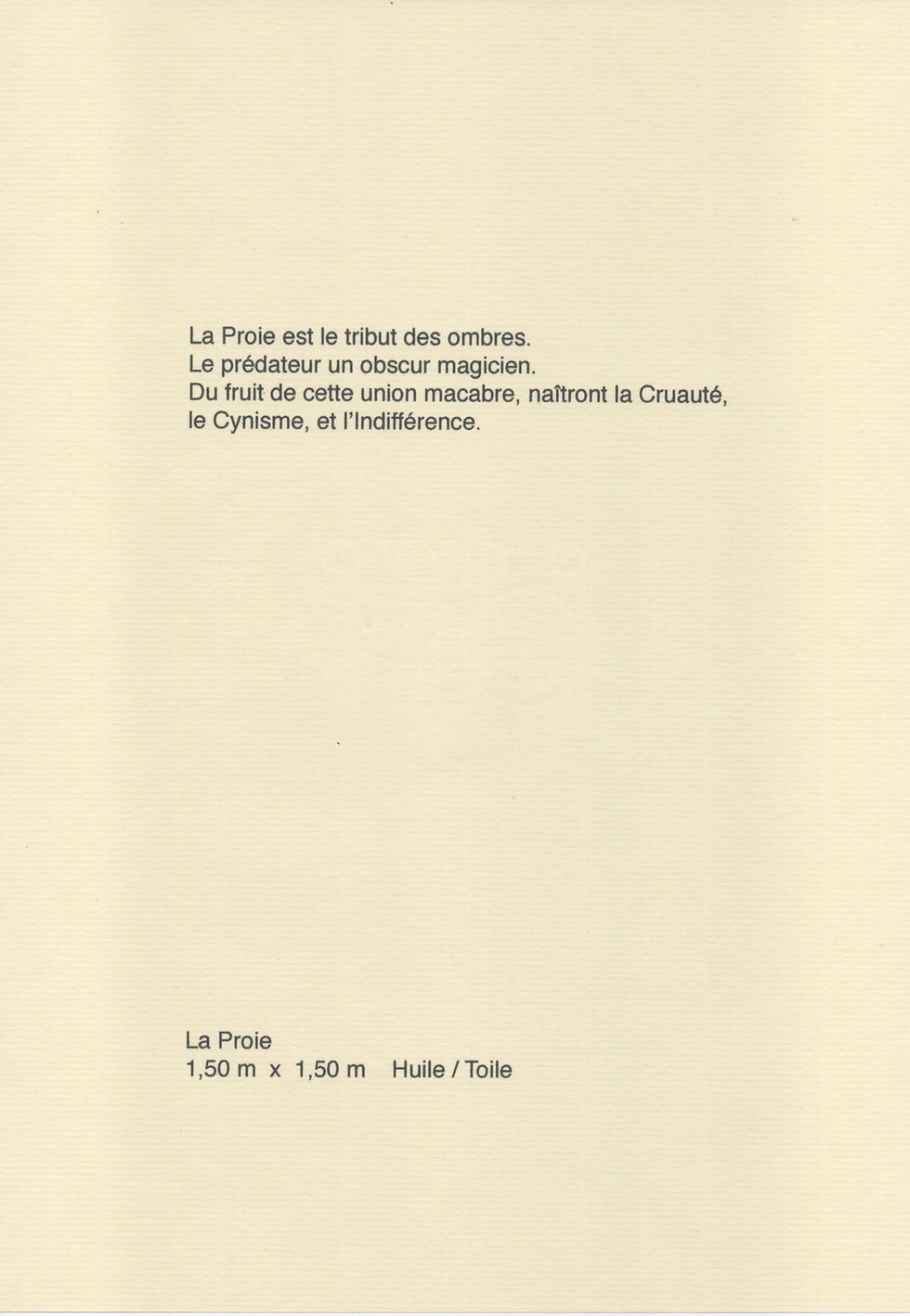 La proie : Texte de Lucila Viso en regard de sa peinture du même nom.