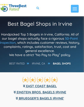 AWARDS & ACCOLADES: 3 Best Bagel Shops in Irvine, California, USA