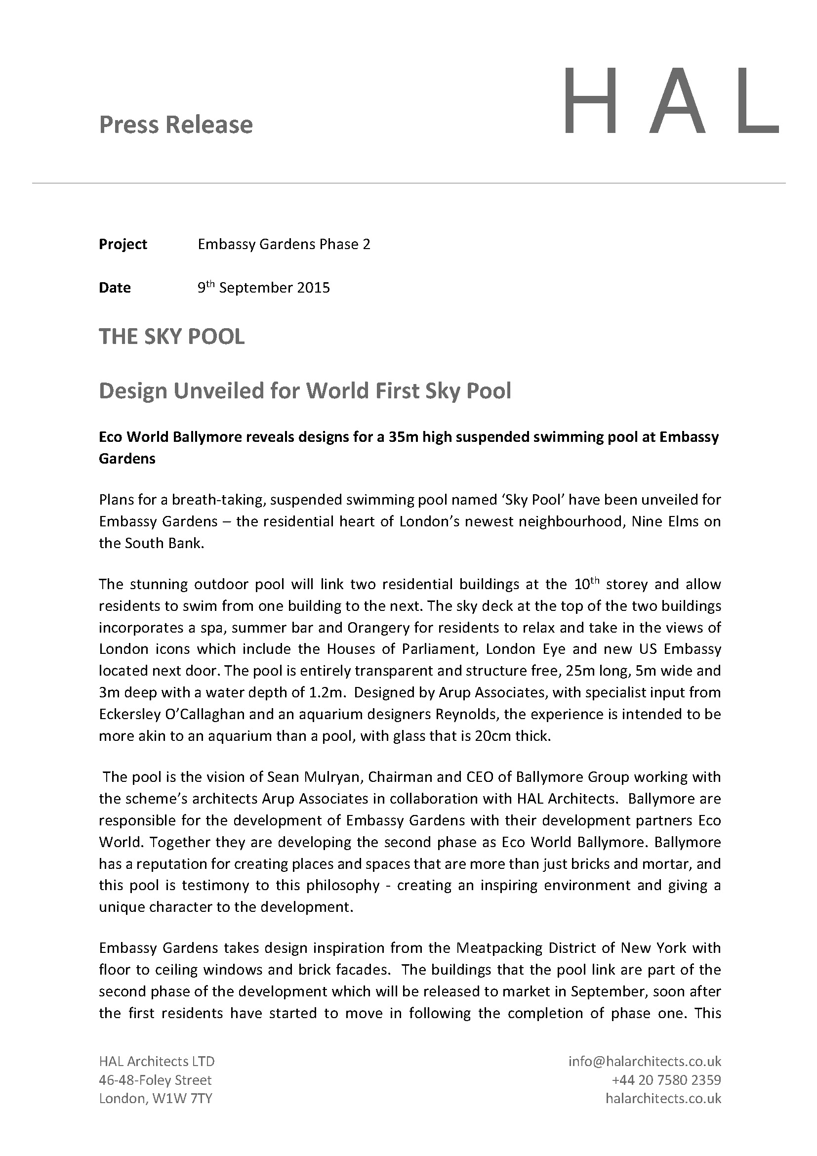 Sky Pool Press Release Page 1