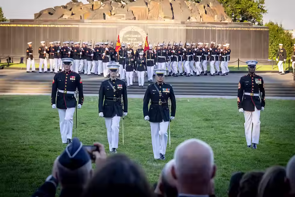 Marines marching in a parade.