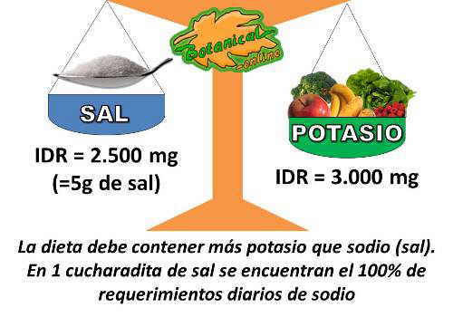 consumo diario de sodio y potasio