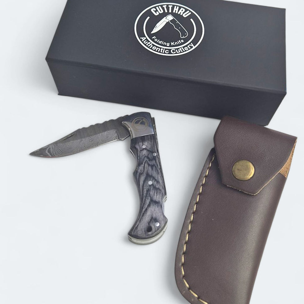 Thumbnail: Handcrafted Damascus Steel Folding Pocket Knife
