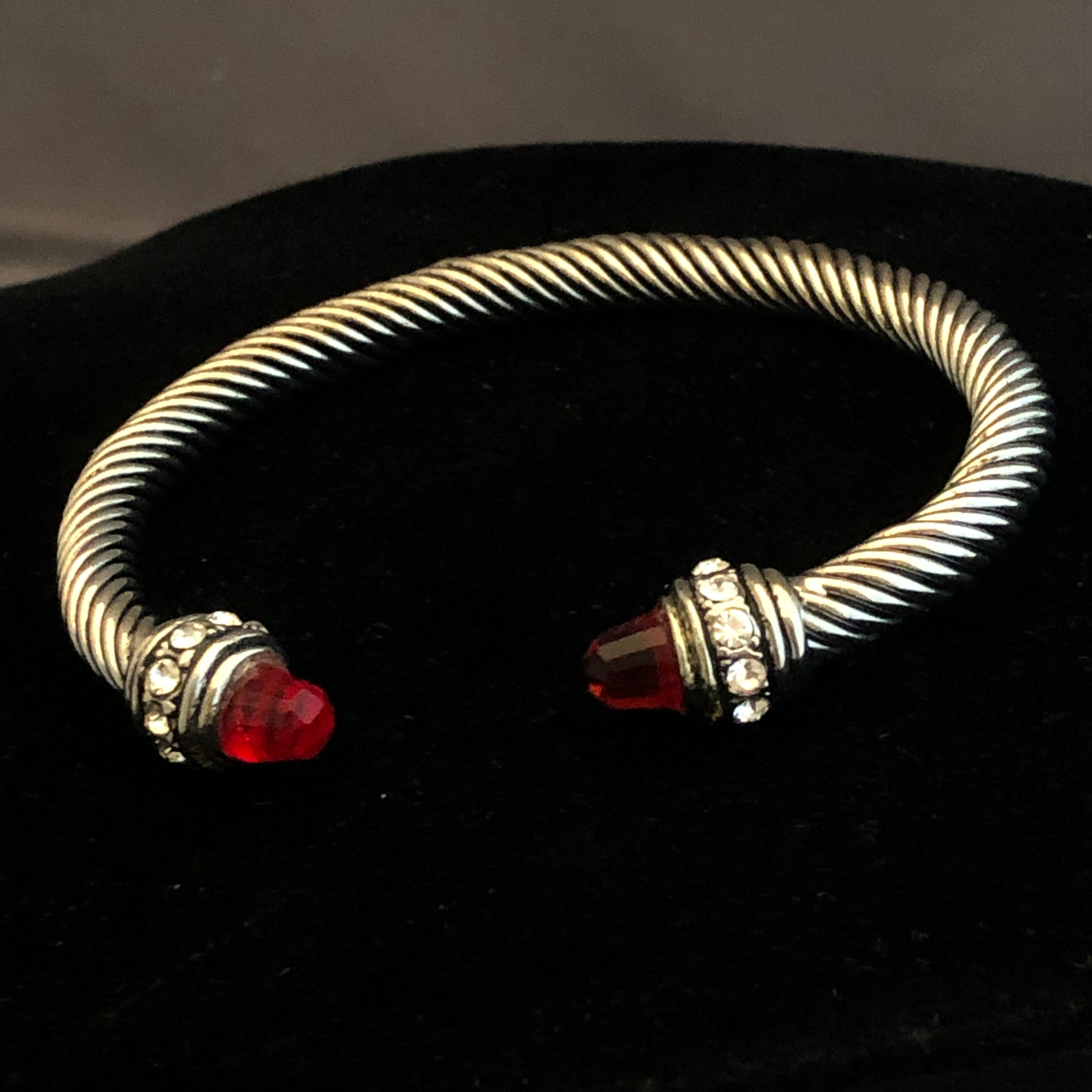 Designer look wide TWO TONE cable bracelet in cubic zircon