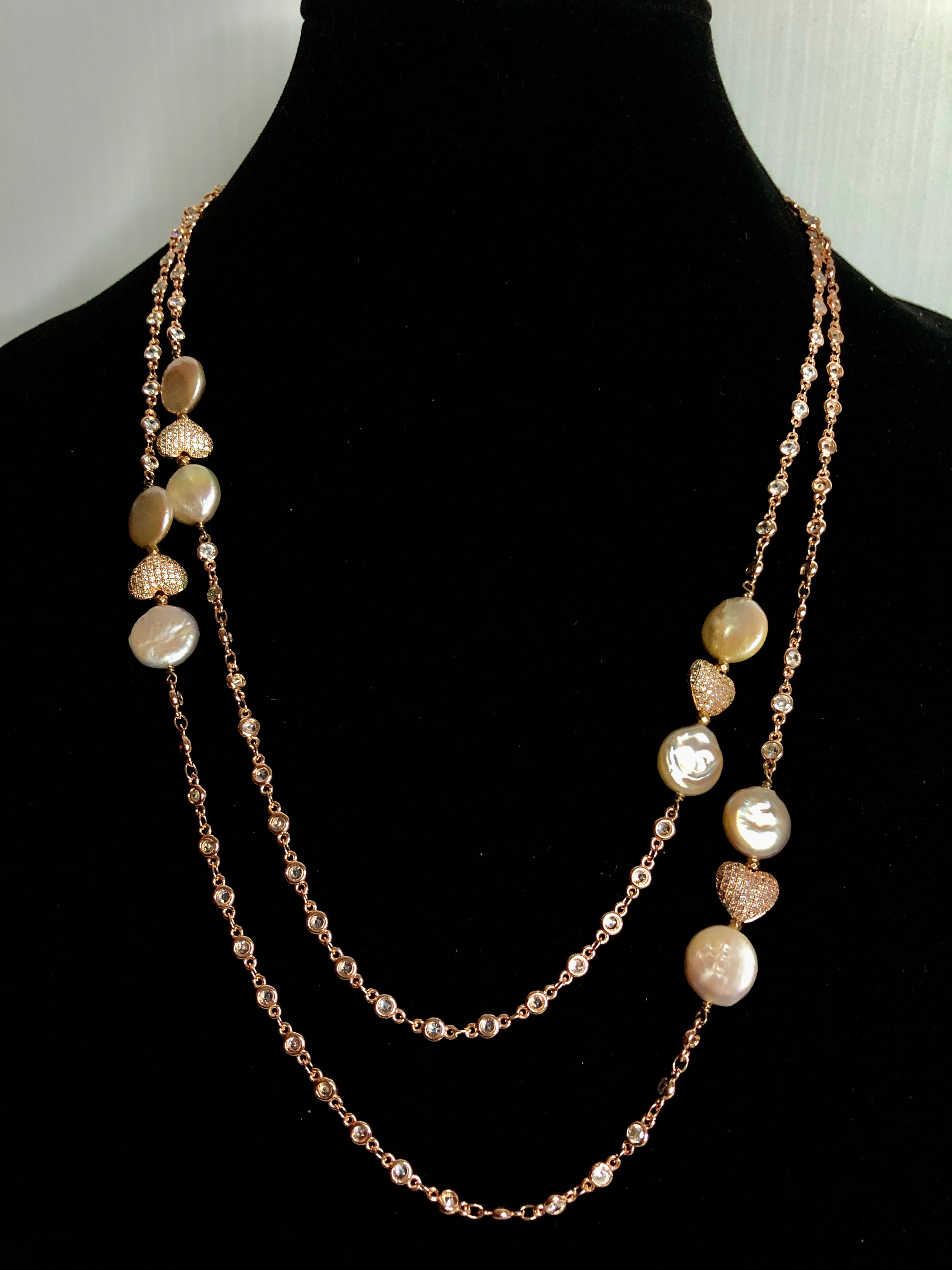 Long rose gold diamond by the chain bezeled necklace