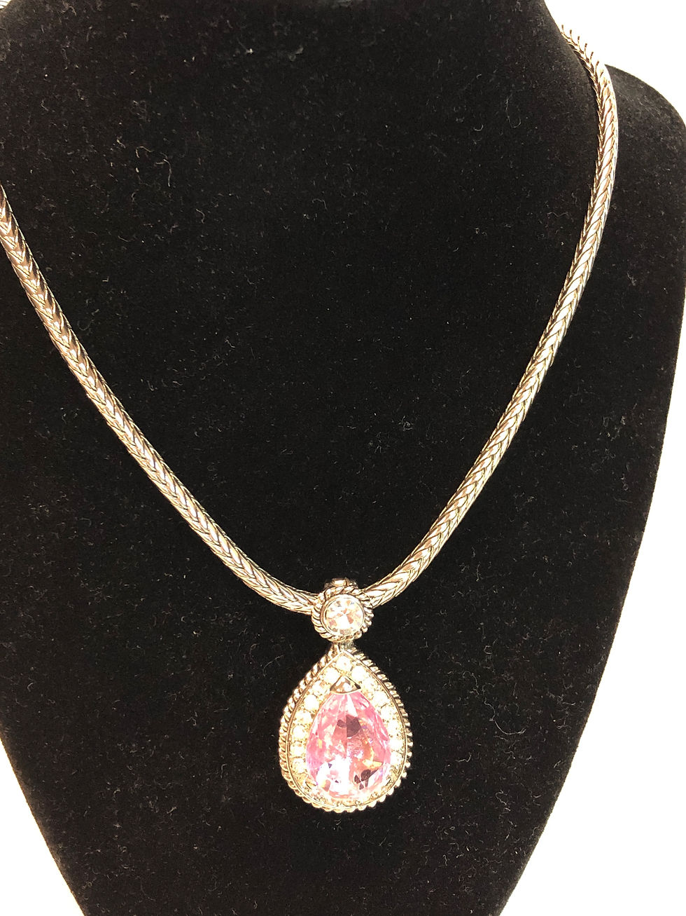 Thumbnail: Designer Tear drop shaped PINK detachable pendant