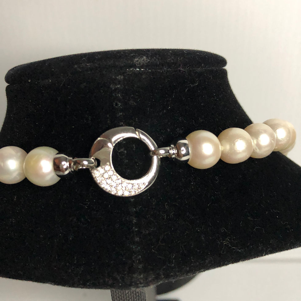 Thumbnail: White single strand Freshwater Cultured pearl necklace