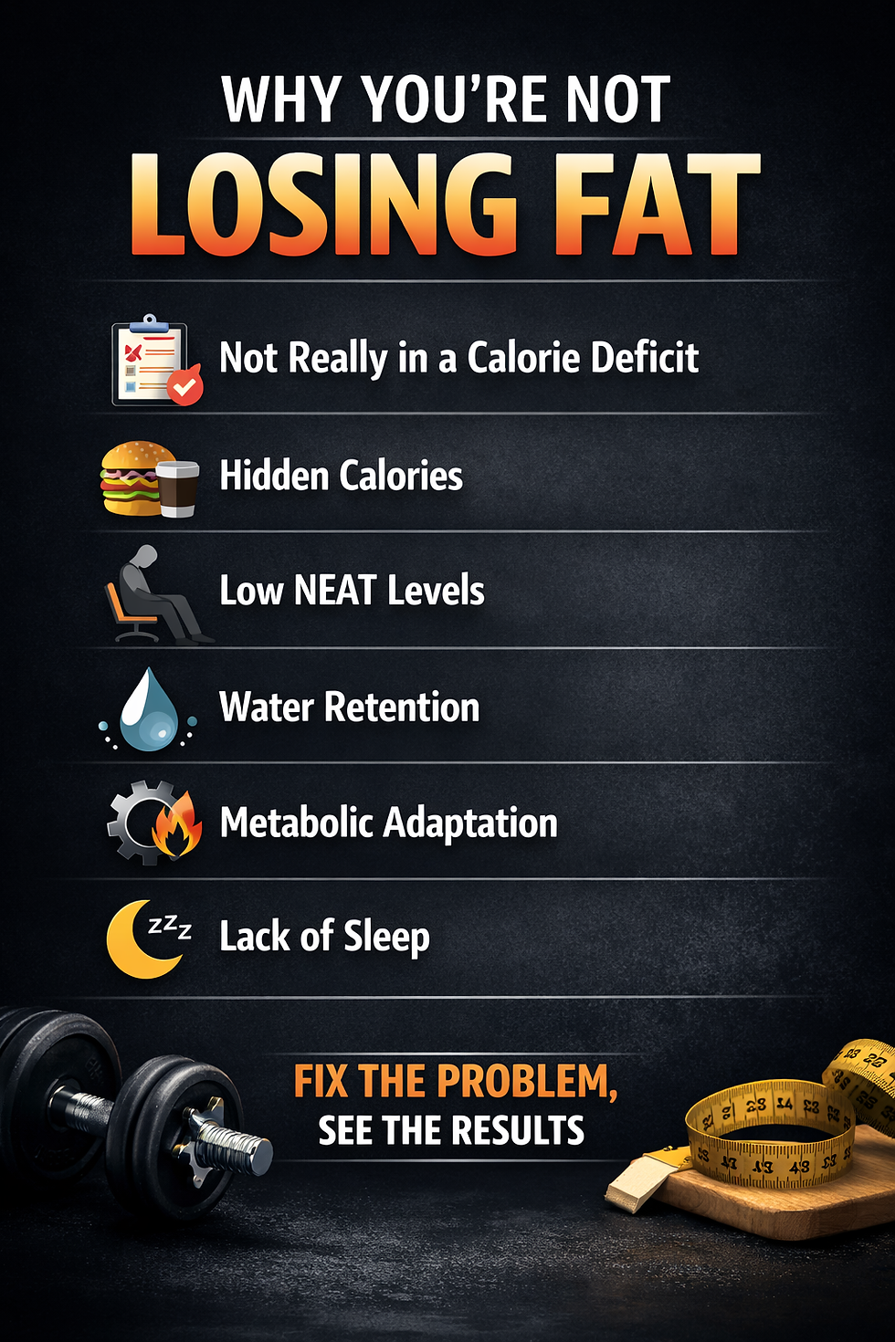 Why you’re not losing weight in a calorie deficit infographic