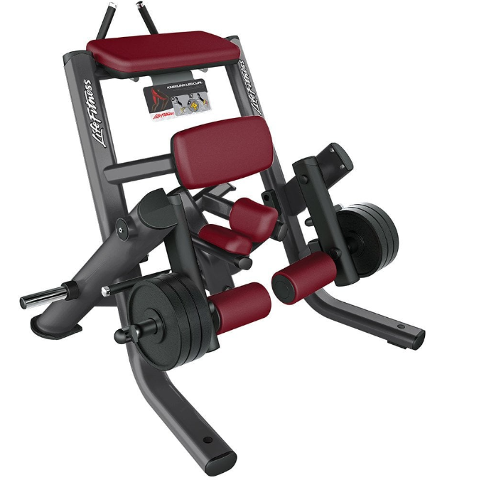 Life Fitness Plate Loaded Kneeling Leg Curl Machine. 