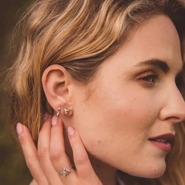 Thumbnail: Sterling silver with rose gold plate Highland cow earrings 