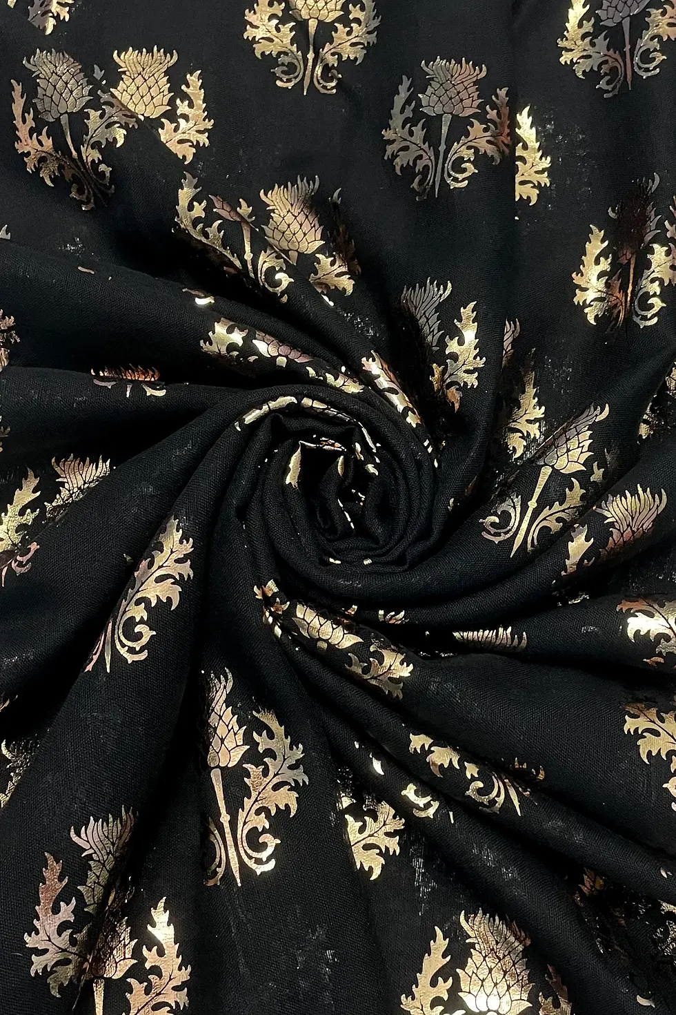 Thumbnail: Rose gold thistle scarf - Black 