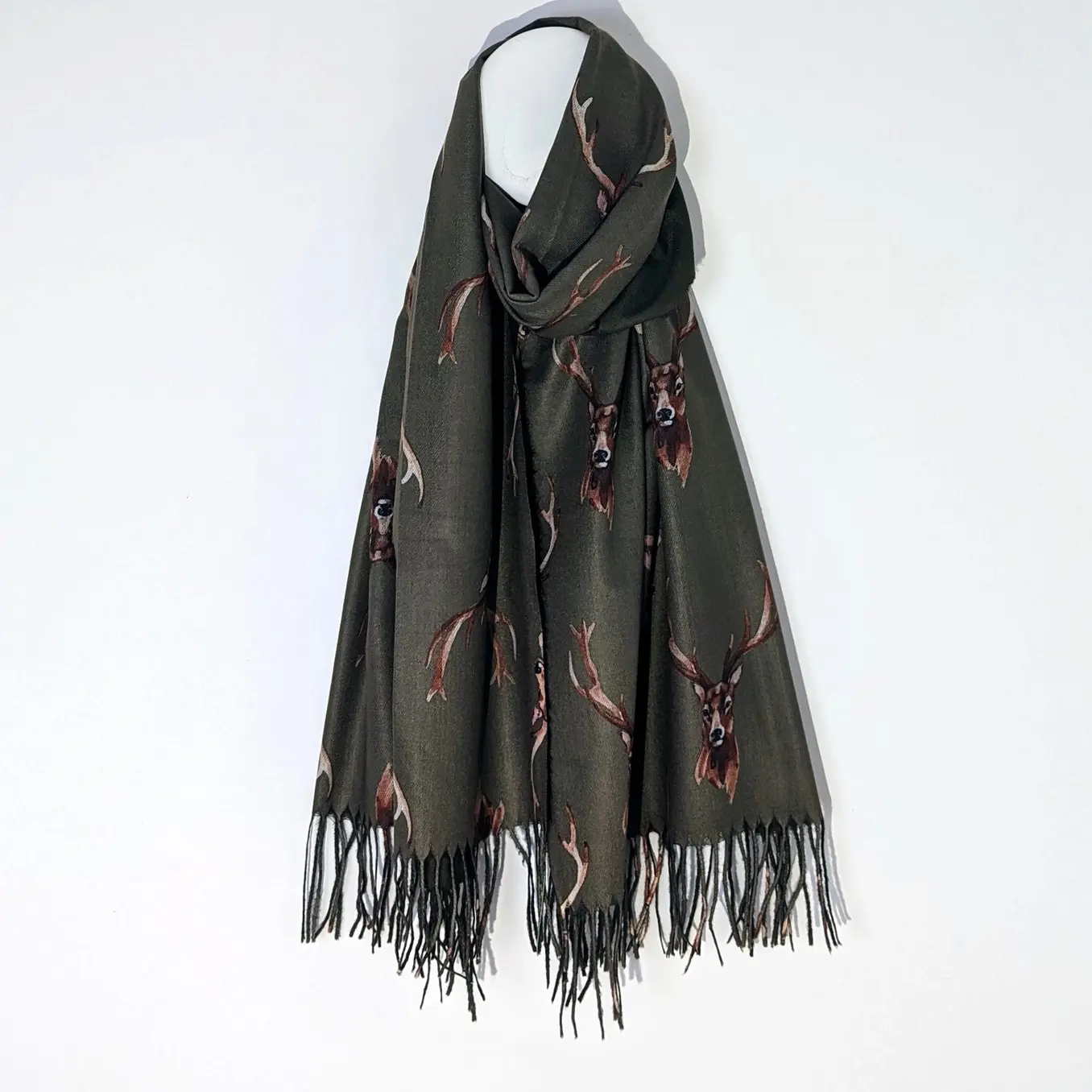 Stag Head Scarf - Country Green 