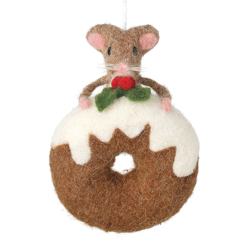Felt mouse with doughnut decorative hanger 